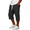 thumbnail image 4 of Nestiefly Long Shorts for Men Below Knee Waffle Cargo Short Pants Casual Summer Lightweight 3/4 Sweat Shorts with Pockets SweatShorts Black M, 4 of 7