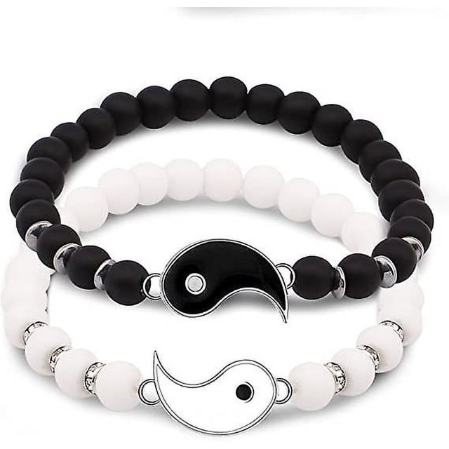 2 pulseras Yin Yang a juego Ajustables D'amiti, Relation, Petit Ami Petite Amie Et De Meilleur Ami Pour La Saint-valentin