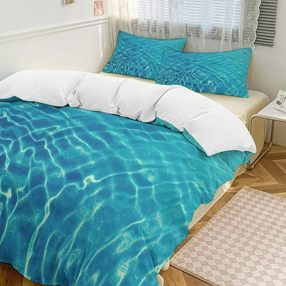 3D Ocean Seawater Beach Water Set Duvet Cover Bedding Set Duvet Cover Polyester Quilt Cover for Twin Size