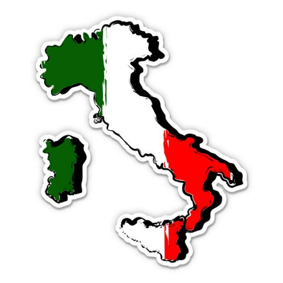 Italy Country Map Italian Flag - 3" Vinyl Sticker - For Car Laptop Water Bottle Phone - Waterproof Decal
