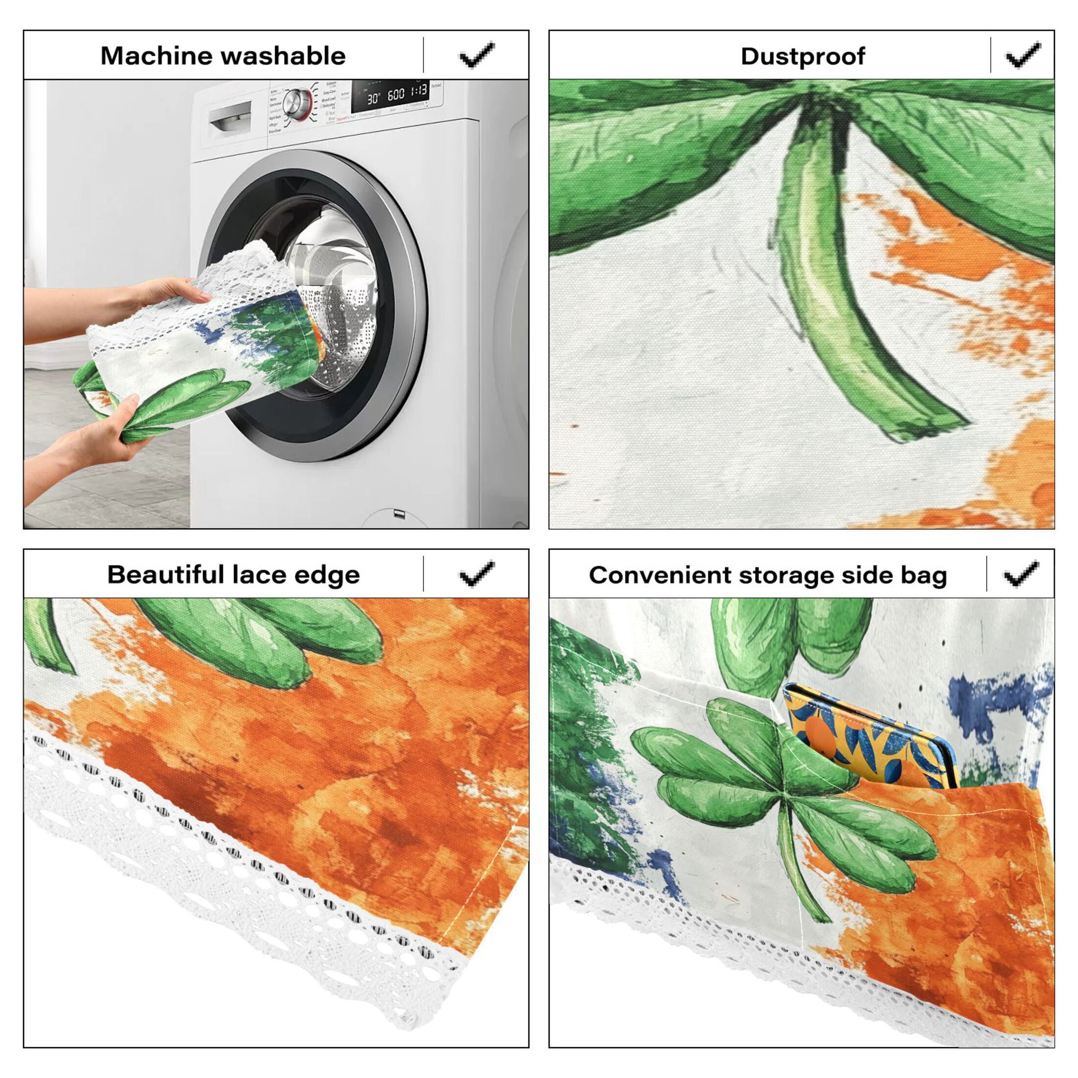 WOBOGO Watercolor Style Of Large Green Shamrocks Washing Machine Cloth Dryer Refrigerator Top Cover Protective Non-Slip Mat For Kitchen Laundry