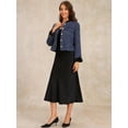 thumbnail image 3 of DARING DIVA Tweed Blazer Vintage Button Work Office Short Jacket XS Blue, 3 of 6