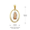 thumbnail image 3 of 14K Tri Color Gold Cubic Zirconia CZ Our Lady of Guadalupe Charm Pendant with 3.1mm Figaro 3+1 Chain Necklace - 22", 3 of 4
