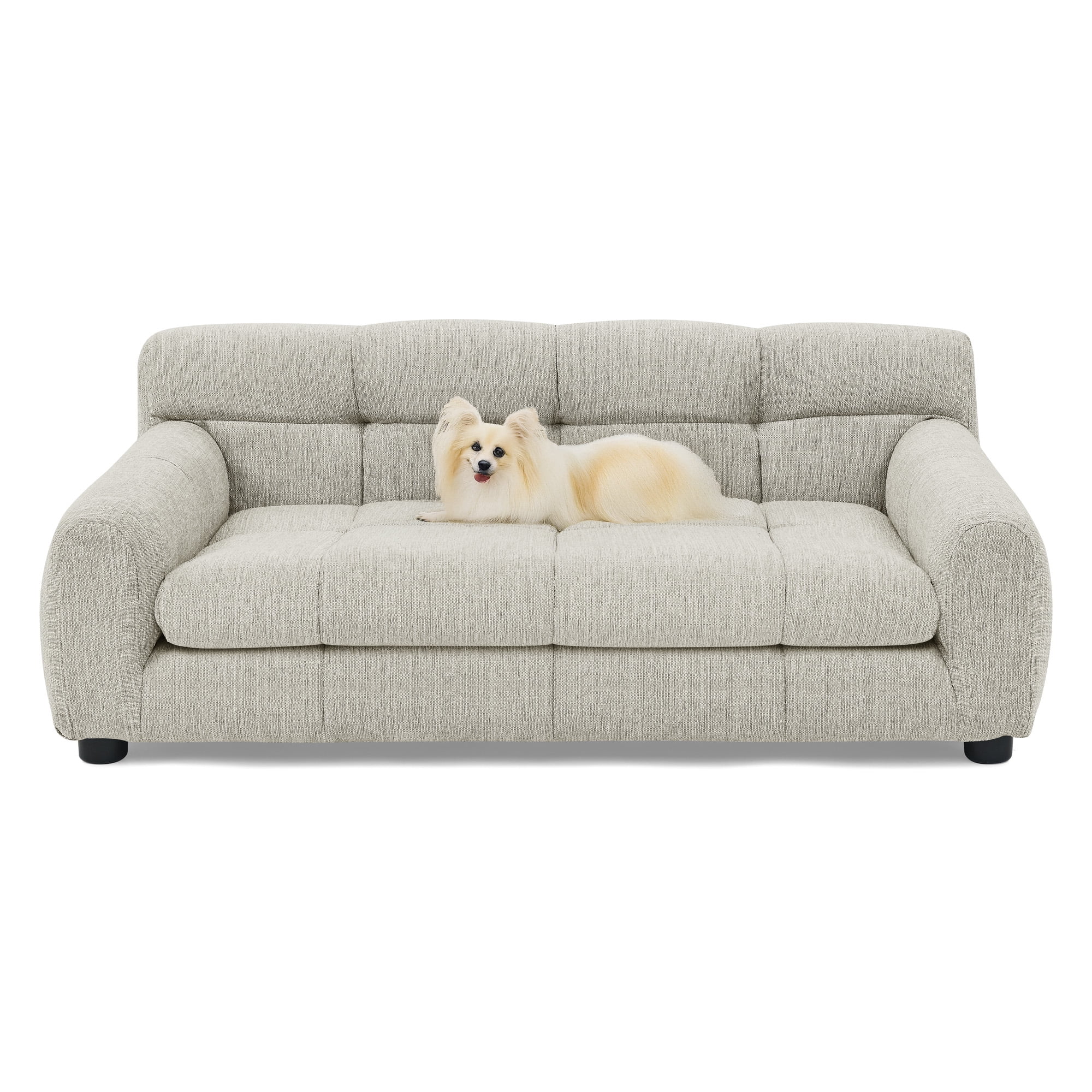 Soft Modern Linen Pet Sofa with Backrest & Armrests, Stable Short Leg Dog Couch for Medium & Large Dogs, Comfortable Pet Furniture Bed