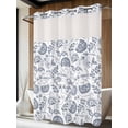 thumbnail image 4 of Pastoral Flowers No Hook Shower Curtain Waterproof, Bathroom Curtains with Snap in Liners and See Through Top Window, Vintage Haze Blue Farmhouse Plant Hotel Style Bathtub Curtains Shower 72"Wx84"L, 4 of 8