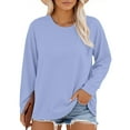 thumbnail image 2 of MESSUEN Long Sleeve Undershirt for Women Lightweight Sweatshirts for Women Plus Size Sweatshirt Sweatshirts for Women Trendy Womens Sweatshirt Cotton Sweatshirts for Women Light Blue 1 3XL, 2 of 6