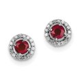 thumbnail image 1 of Sterling Silver Rhodium Diamond & Glass Filled Ruby Circle Post Earrings QE10105R, 1 of 2