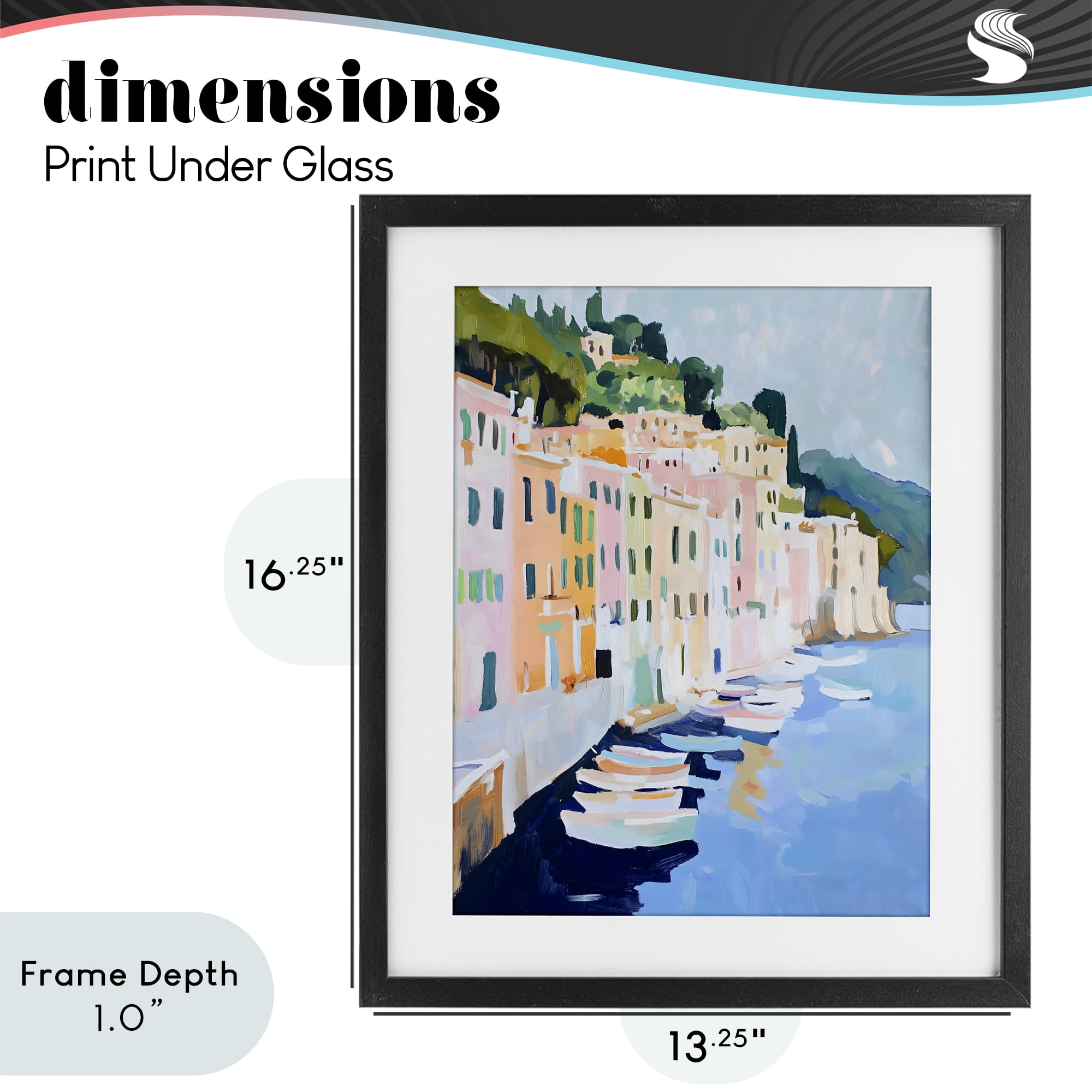 Stupell Industries Portofino Harbor View Black Framed Print Under Glass, design by The Prints Vibe