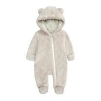Juebong Baby Onesies Clearance Newborn Baby Boys Winter Fleece Jumpsuit Solid Hooded Romper Zipper Coat Outwear