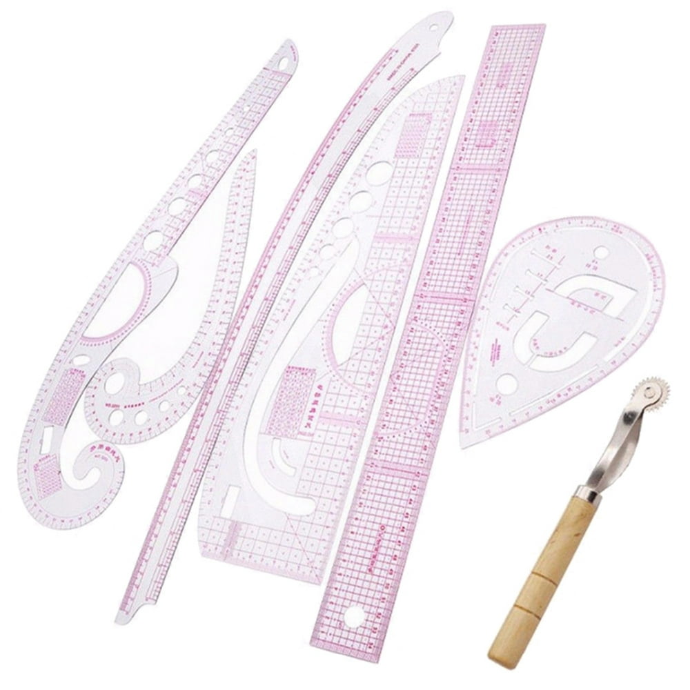 7Pcs/Set Ruler Tailor Measuring Kit Clear Sewing Drawing Ruler