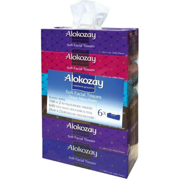 Alokozay Facial Tissues, Includes 6 boxes of 100, 2 Ply Tissues Per Box