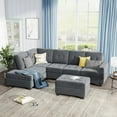 thumbnail image 3 of Orisfur. Sectional Sofa with Reversible Chaise Lounge, L-Shaped Couch with Storage Ottoman and Cup Holders, 3 of 9