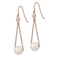 thumbnail image 2 of Primal Silver Sterling Silver Rose-tone 18 Karat Flash-plated 8-9mm Freshwater Cultured Pearl Cubic Zirconia Dangle Earrings, 2 of 4