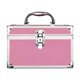 thumbnail image 2 of Bolsa de maquillaje portátil con espejo, estuche de maquillaje con bandeja, organizador de caja de maquillaje para mujer, tocador, accesorios de viaje rosa, 2 of 10