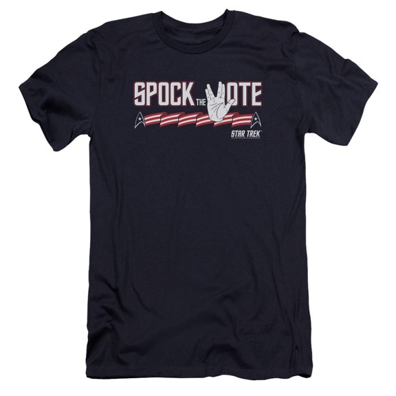 Star Trek Spock The Vote Premium Canvas Adult Slim Fit 30/1 T-Shirt Navy