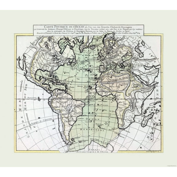 Historic Map - World Physical - 1757 - Vintage Wall Art