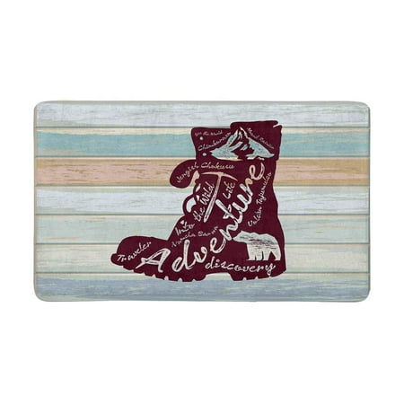 Mud Room Rugs MKHERT Wood Travel Quote On Boot Silhouette Doormat Rug Home Decor Floor Mat Bath Mat 30x18 inch ()