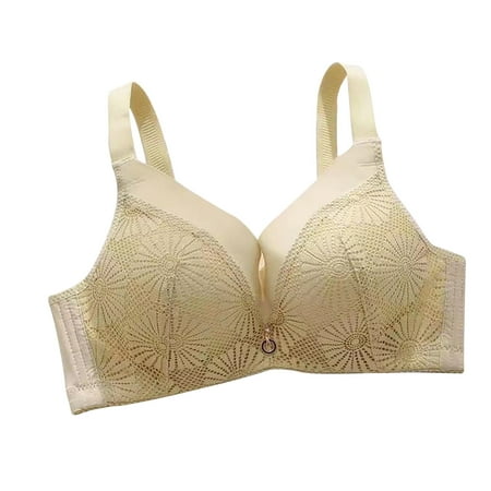 Sports Bra with Padding Women Pullover Bra Feature V-Neck Nursing Bra Style W-491 Yellow 36