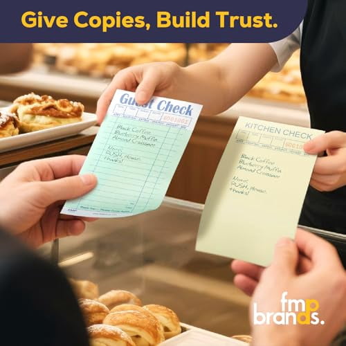 FMP Brands Double Part Guest Check for Servers, Server Note Pads 1000 Sheets (20 Pads), Server Books for Waitress with Carbon Copies, Guest Check 2 Part Carbonless, Receipt Book with Carbon Copies