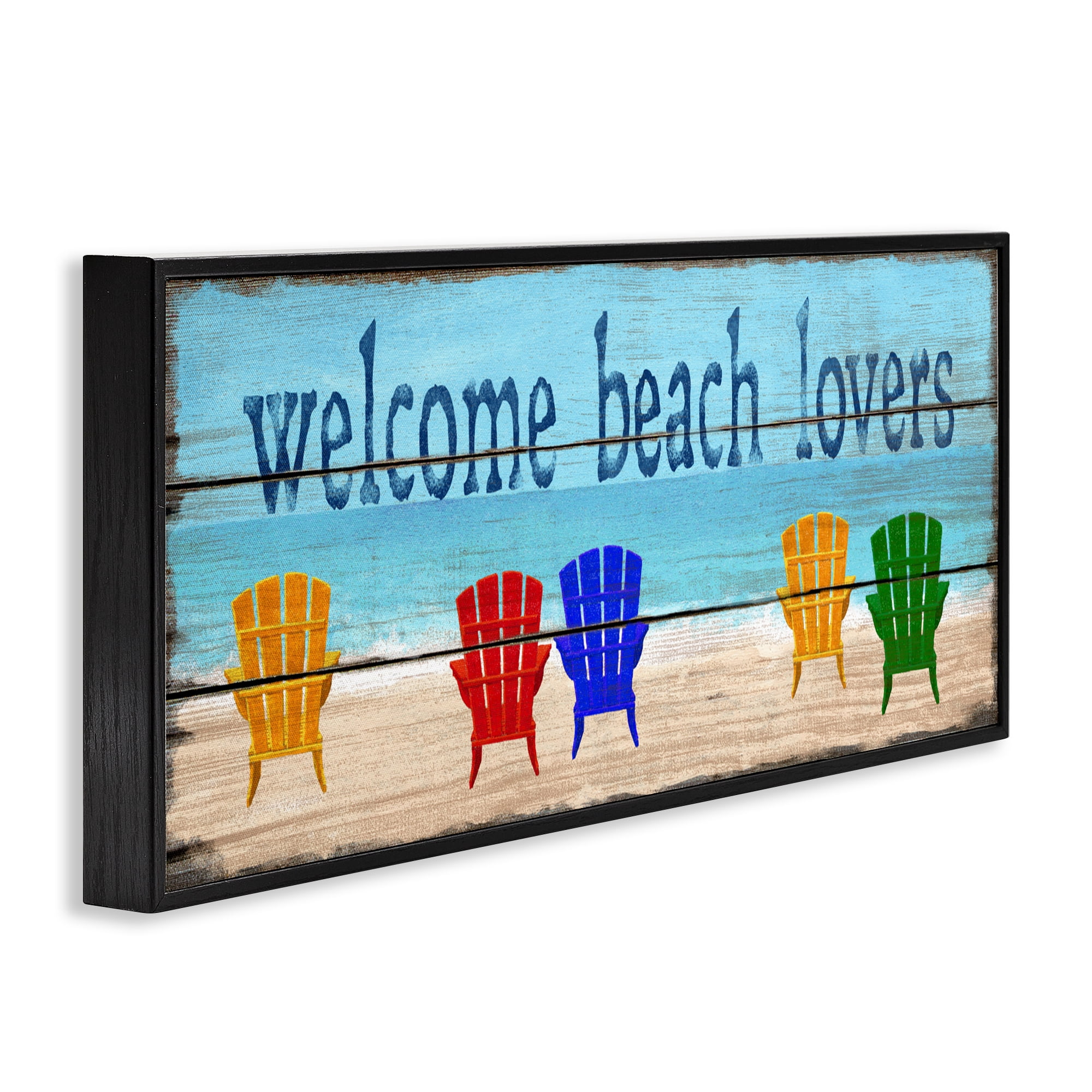 Stupell Industries Beach Lovers Chairs Black Framed Giclee Art, design by Gail Fraser