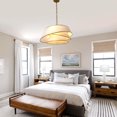 thumbnail image 5 of Cusp Barn 24" Multi-Layer Fabric Chandelier with Metal Chain, Height Adjustable Ceiling Light, 5 of 9