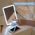 thumbnail image 3 of LED Makeup Mirror Touch Screen Adjustable Brightness Vanity Mirror USB Rechargeable Lighted Mirror Desk Cosmetic Mirror With Magnetic Mobile Holder, 3 of 7