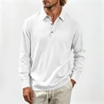 thumbnail image 3 of Hngshg Mens T-Shirts Big and Tall Comfy Button Up Collared Tops Long Sleeve Solid Color Pullover Tee Shirts, 3 of 7