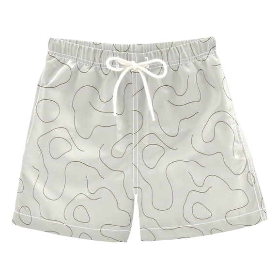 Outlined Organic Shapes Boys' Swim Trunks Beach Pool Shorts Quick Dry Soft Fabric Classic Fit