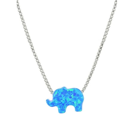 Blue Opal & Sterling Silver Elephant Pendant