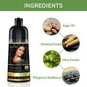 (4 pack) Herbishh Black Color Shampoo for Gray Hair, Permanent, Men & Women (500 ml)