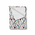 thumbnail image 2 of Hair Salon Soft Flannel Fleece Throw Blanket, Combination of Beauty Salon Combs Hair Dryer Hair Brush Mirror and Scissor, Cozy Plush for Indoor and Outdoor Use, 60" x 80", Multicolor, by Ambesonne, 2 of 6