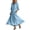 Light Blue, variant on Smsaxvxz Women's Summer Dresses Fashion Solid V Neck 3/4 Sleeve Tie Knot Waist Maxi Dress with Pockets Casual Loose Beach Sundress Navy S