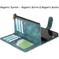 thumbnail image 6 of Wallet Case Compatible with iPhone 11 Pro,[6 Card Slots] [Wrist Strap] [Stand Feature] Detachable 2 in 1 Magnetic Zipper Leather Slim Cover Case for iPhone 11 Pro,5.8 inch Blue, 6 of 14
