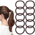 thumbnail image 1 of 10 Pcs Hair Ties Elastic Hair Bands Stretchy Hair Ties No Damage Women Hair Ties For Thick Hair (Dark brown), 1 of 3