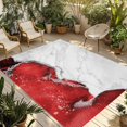 thumbnail image 2 of Outdoor Rug 3x5 ft Red Marble Outdoor Large Area Rug Non Slip Rubber White Modern Abstract Art Luxury Fluid Front Door Mat RV Rug Carpet Patio Outdoor Rugs for Backyard Balcony Deck Porch Indoor, 2 of 9