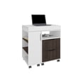 thumbnail image 6 of Depot E-Shop Odessa Extendable Desk, 2 Drawers, 4 Shelves, 4 Wheels, White/Walnut, 6 of 7
