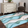 thumbnail image 5 of Teal Beige Ombre Area Rug 4x6 Washable Rug Non Slip Modern Abstract Art Moire Large Area Rug Indoor Floor Carpet for Entryway Bedroom Kitchen Living Room Home Office Dining Room Nursery, 5 of 8