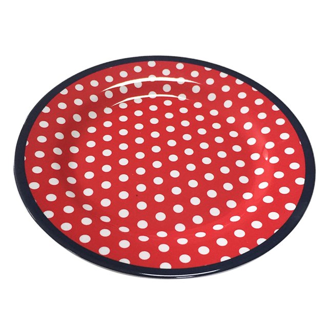 1pc 9" Imitation Porcelain Plate Dinner Plate Fruit Plate Thickened Snack Plate for Home Restaurant Hotel (Red)