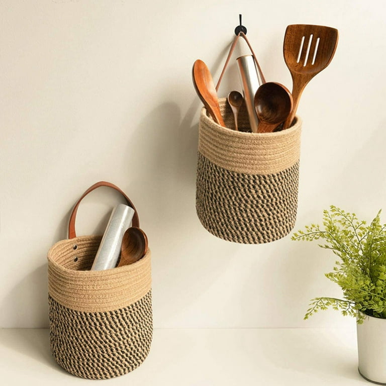 MarinaVida Wall Hanging Storage Baskets, Small Cotton Rope Woven