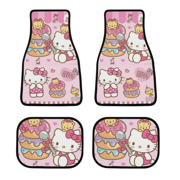 Hello Kitty Car Floor Mats 4PC Set Anti Skid Vehicle Floor Mat Car Carpet for Front Rear Seats Universal Auto Interior Accessories
