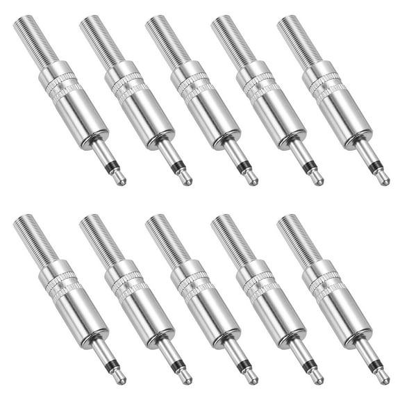 Uxcell 10 Pcs 1/8" TS Audio Male Plug, 3.5mm Mono Jack Plug Adapter Replacement, 1 Pole Solder Jack Cable Connector for Speaker Microphone Guitar (Style 2, Silver Tone)