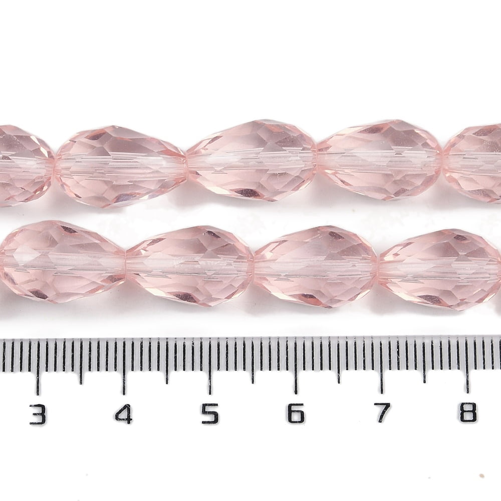 Transparent Glass Beads Strands Faceted Teardrop Misty Rose 8x6mm Hole: 1.2mm about 65~67pcs/strand 20.08 inch(51cm)