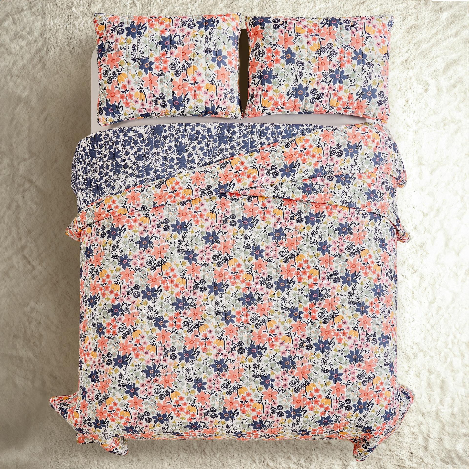Spartina 449 Marsh Hens 3-Piece Floral Cotton Quilt Set, King