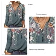 thumbnail image 4 of Blusa informal elegante de manga larga con cuello entallado y estampado para mujer, color morado, talla L, 4 of 5