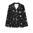 thumbnail image 5 of Lorytime Christmas Pajamas Sets Adults Snowflakes Long Sleeved Collared Tops Elastic Waist Pants Holiday Sleepwear, 5 of 7