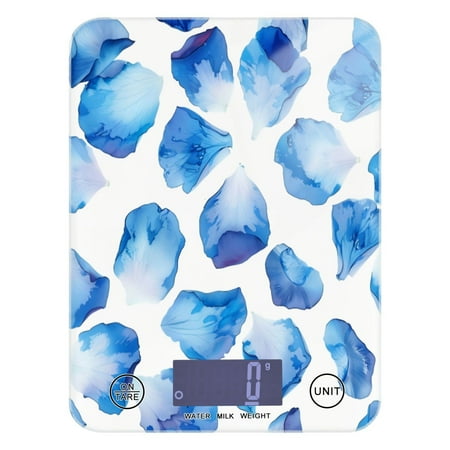 

Kitchen Electronic Scale Food Scale 7.68x5.71 inch Multifunctional Digital Kitchen Scale Tempered Glass Decorative Baking Cooking Meal Preparation Blue Rose Petals