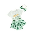 thumbnail image 2 of Musuos Baby Girls Irish Day Outfits 3 6 12 18M Short Sleeve Romper + Skirt Shorts + Headband Set Infant Clothes, 2 of 10