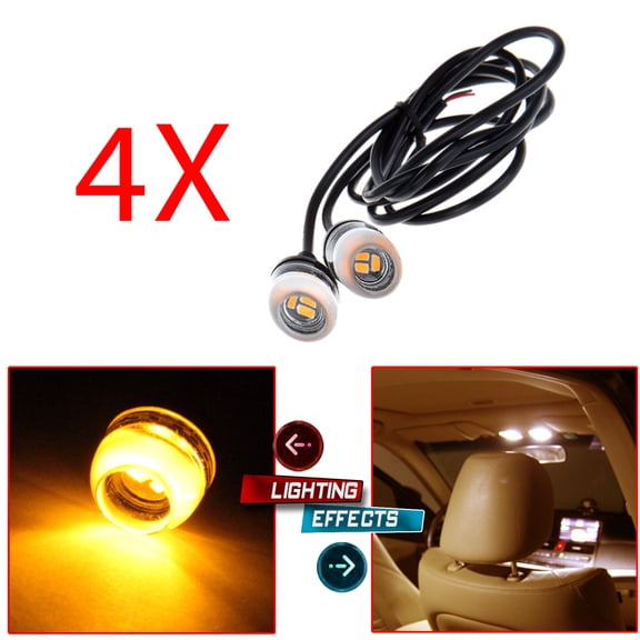 SCITOO fit for Off-Road Car ATV Camper Trunk DRL License Plate Stop Turn Signal Tail Fog Light Eagle Eye LED Light Bulbs 4x Yellow EE-Epistar-5730-3SMD Eagle Grille Signal Fog Led Light