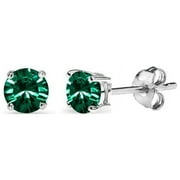 DESIGNS BY FMC Sterling Silver 4mm Green Stud Earrings Made with Swarovski Crystals