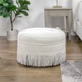 thumbnail image 2 of Jennifer Taylor Home Yolanda Ottoman Rond Décoratif Capitonné Albâtre Blanc Cassé, 2 of 10